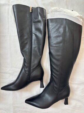 NWB Naturalizer Deesha Black Leather Wide Calf Knee High Boots Size 6